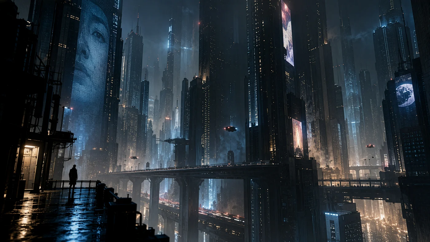 GPT Image 2.5 生成的赛博朋克城市夜景